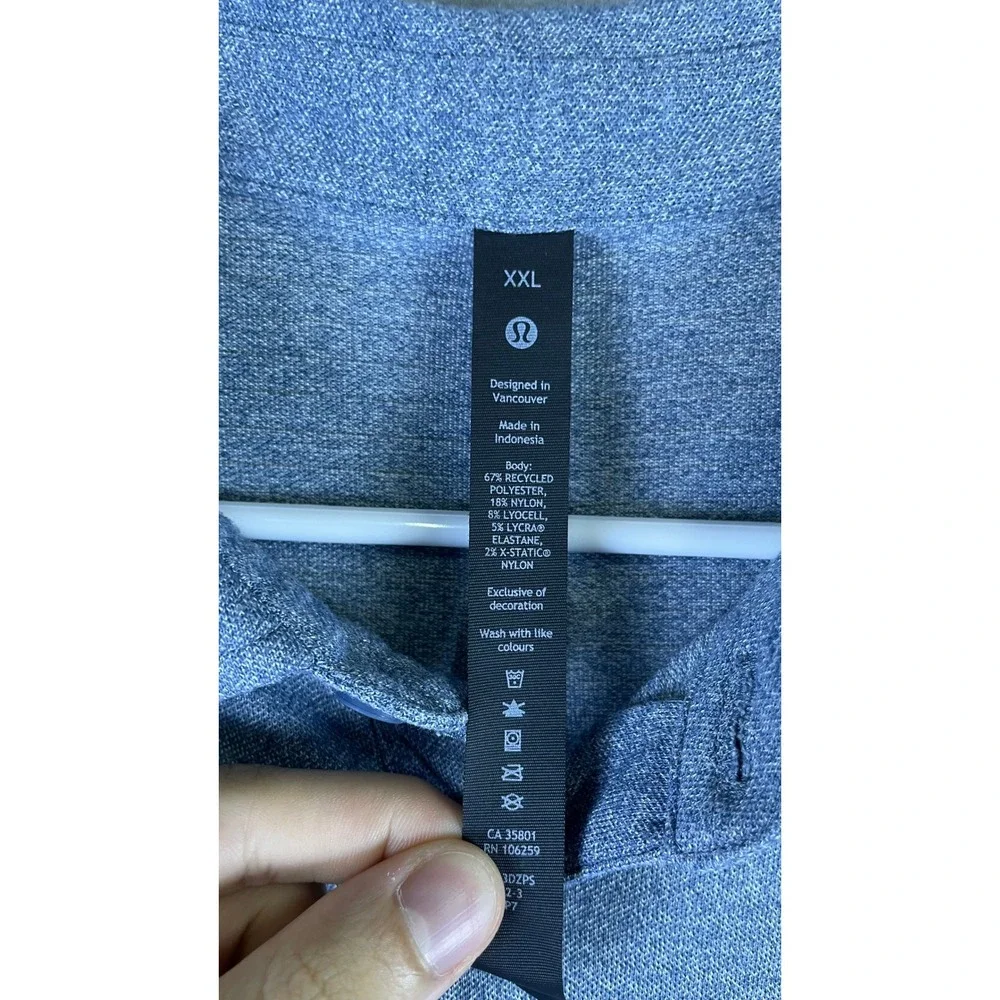 Lululemon Polo Shirt Mens XXL Blue Excellent Short Sleeve Heathered Stretch